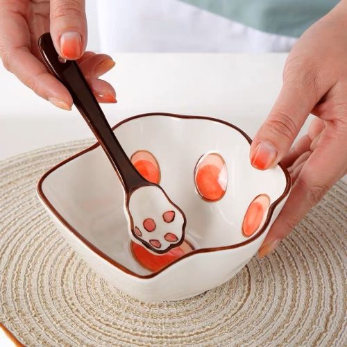 bộ bát đĩa dấu chân mèo dễ thương - Image 7