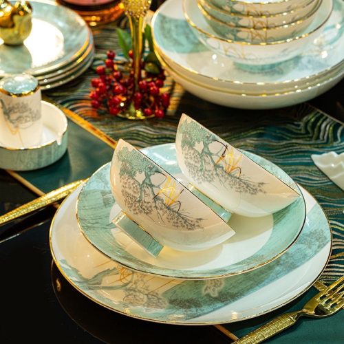 Bộ bát sứ xương 60 chi tiết-họa tiết Cây Bách Xanh - Image 2