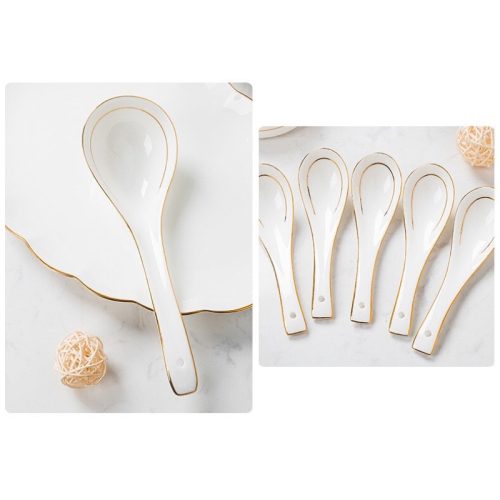 Bộ Bát Sứ Xương 44 Món- Màu trắng viền vàng - Image 7