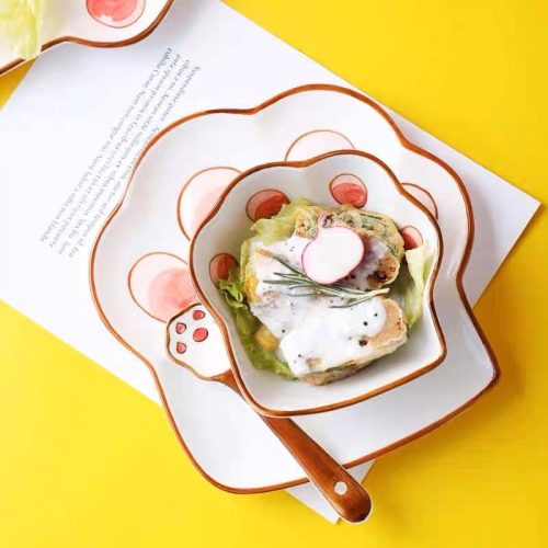 bộ bát đĩa dấu chân mèo dễ thương - Image 4