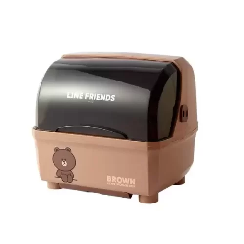 Giá đựng bát đĩa nhà bếp Line Friends[ Hộp đựng bát đĩa chống bụi nhà bếp]