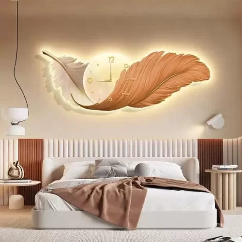 Đồng hồ lông vũ decor| Đồng hồ trang trí,đồng hồ đèn led, đồng hồ treo tường