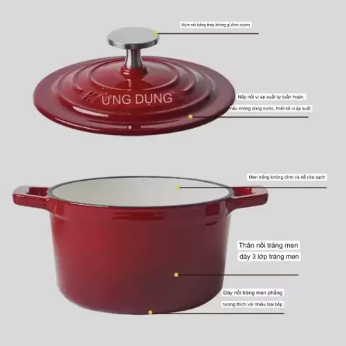Nồi gang tráng men 1L