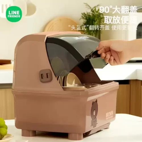 Giá đựng bát đĩa nhà bếp Line Friends[ Hộp đựng bát đĩa chống bụi nhà bếp]