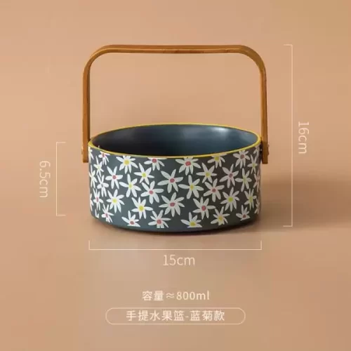 Giỏ sứ hoa quả , giỏ sứ quai gỗ sách tay, giỏ bánh kẹo,khay hoa quả